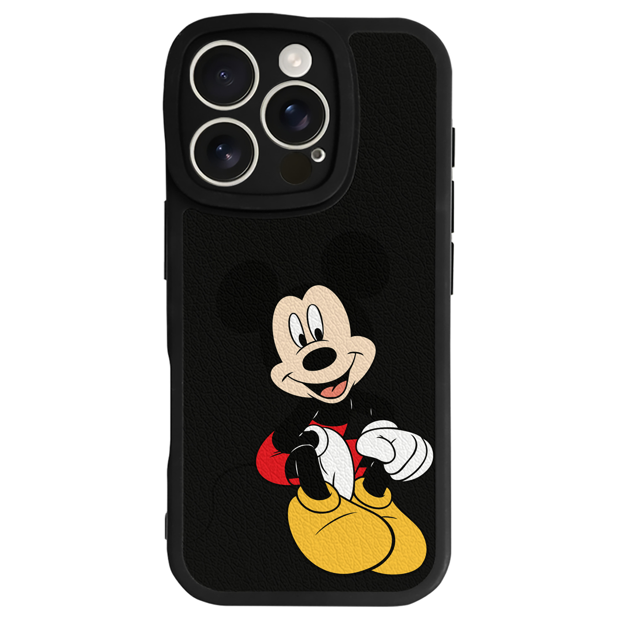 （画像用） ミッキーマウス Mickey Mouse 【iPhone 16シリーズ対応】シリコンスマホケース（レザー調） 材質：シリコン